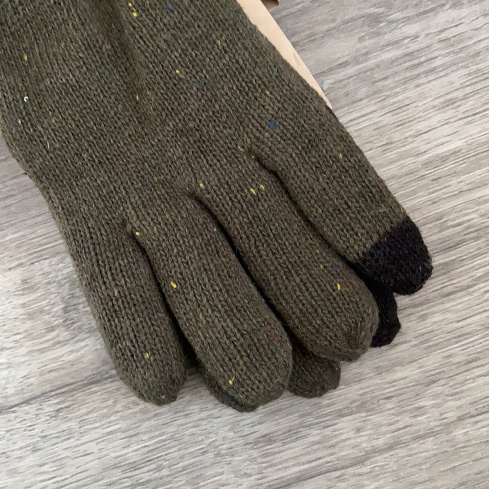 Levi's mens glove winter wear snow Donegal Glove With Leather Patch Olive green - Picture 4 of 14